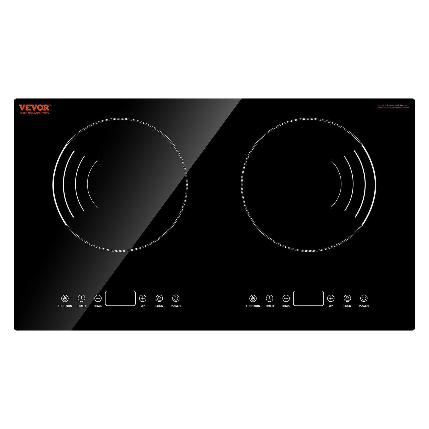 Induction Cooktop, 1800W Electric Countertop Burner, 2 Burner Touch Control Stove, Built-in Induction Cooktop with 9 Power Settings, Child Safety Lock, Timer, Glass Surface