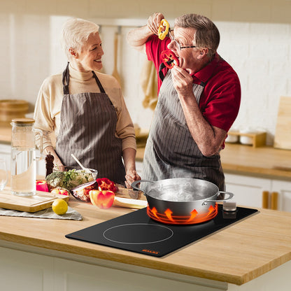 Induction Cooktop, 1800W Electric Countertop Burner, 2 Burner Knob Control Stove, Built-in Induction Cooktop with 12 Temperature Settings, Glass Surface, Auto Shut-Off