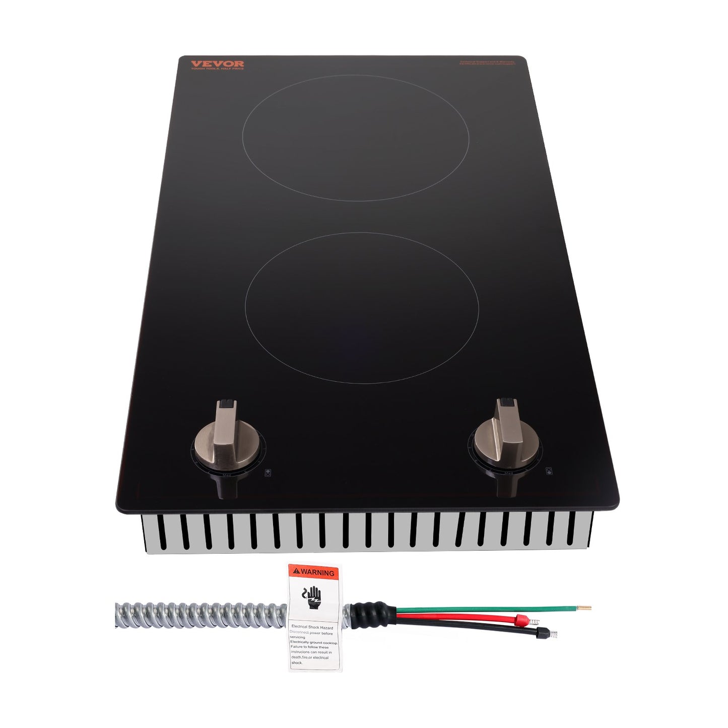 Induction Cooktop, 3500W Electric Countertop Burner, 2 Burner Knob Control Stove, Built-in Induction Cooktop with 12 Temperature Settings, Glass Surface, Auto Shut-Off