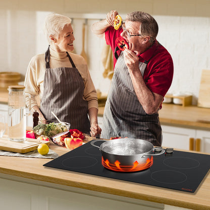 Induction Cooktop, 9200W Electric Countertop Burner, 5 Burner Knob Control Stove, Built-in Induction Cooktop with 12 Temperature Settings, Glass Surface, Auto Shut-Off