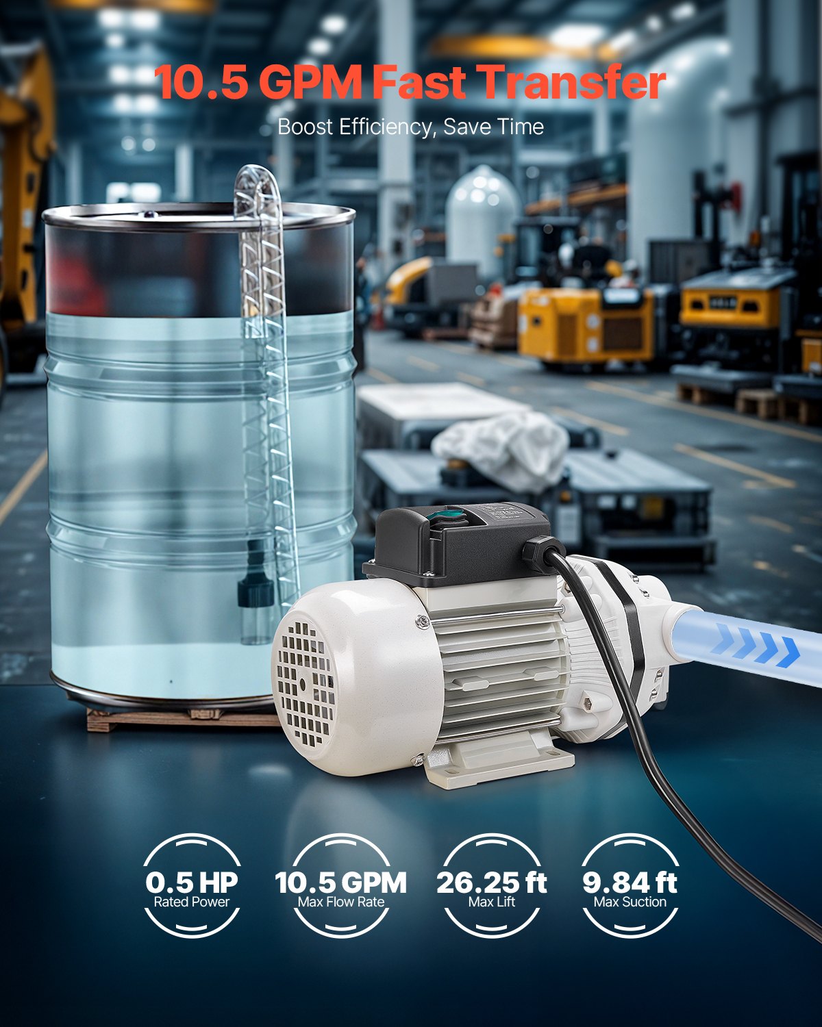 DEF Transfer Pump, 10.5 GPM, Diaphragm Irrigation Self Priming Electric Water Pump for Diesel Exhaust Fluid Automotive Urea Oil, 110V, 375W, 26.25 ft Lift, for Liquid Transportation Refueling