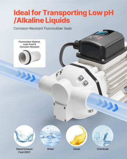 DEF Transfer Pump, 10.5 GPM, Diaphragm Irrigation Self Priming Electric Water Pump for Diesel Exhaust Fluid Automotive Urea Oil, 110V, 375W, 26.25 ft Lift, for Liquid Transportation Refueling