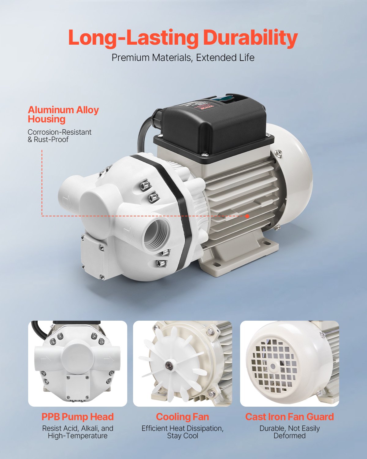 DEF Transfer Pump, 10.5 GPM, Diaphragm Irrigation Self Priming Electric Water Pump for Diesel Exhaust Fluid Automotive Urea Oil, 110V, 375W, 26.25 ft Lift, for Liquid Transportation Refueling