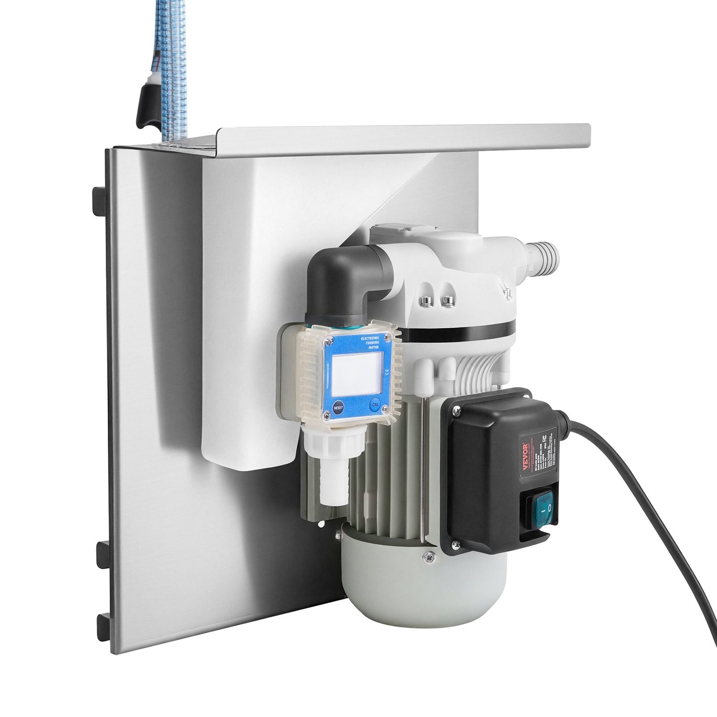 110V DEF Transfer Pump Kit, 8 GPM, Diaphragm Self Priming Electric Water Pump for Diesel Exhaust Fluid Urea, with Mounting Bracket Flow Meter Automatic Nozzle Hose, for Liquid Transportation