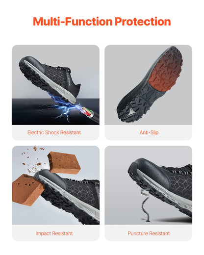 Steel Toe Skor för män US storlek 13 Athletic Work Shoe Sneakers Svarta