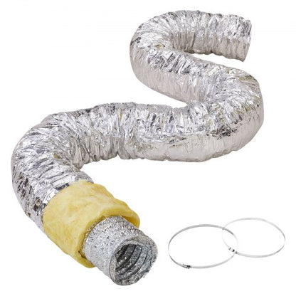 Dryer Vent Hose, 5'' Insulated Flexible Duct 25FT Long with 2 Duct Clamps, Heavy-Duty Three Layer Protection for HVAC Heating Cooling Ventilation and Exhaust, R-4.2 Flame Resistance Value