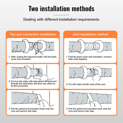 Dryer Vent Hose, 127mm Insulated Flexible Duct 7.62M Long with 2 Duct Clamps, Heavy Duty Triple Layer Protection for HVAC Heating Cooling Ventilation and Exhaust, R-4.2 Flame Resistance Rating