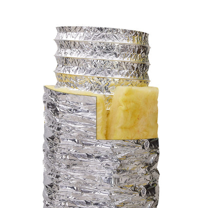 Dryer Vent Hose, 127mm Insulated Flexible Duct 7.62M Long with 2 Duct Clamps, Heavy Duty Triple Layer Protection for HVAC Heating Cooling Ventilation and Exhaust, R-4.2 Flame Resistance Rating