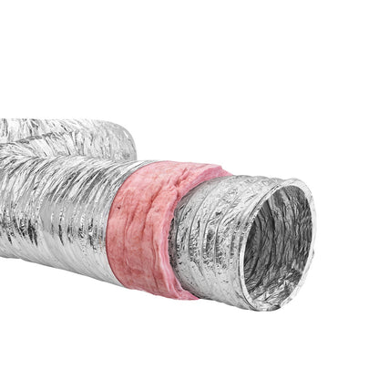 Dryer Vent Hose, 101.6 MM Insulated Flexible Duct 7.62 M Long with 2 Duct Clamps, Heavy Duty Three Layer Protection for HVAC Heating Cooling Ventilation and Exhaust, R-6.0 Flame Resistance Rating