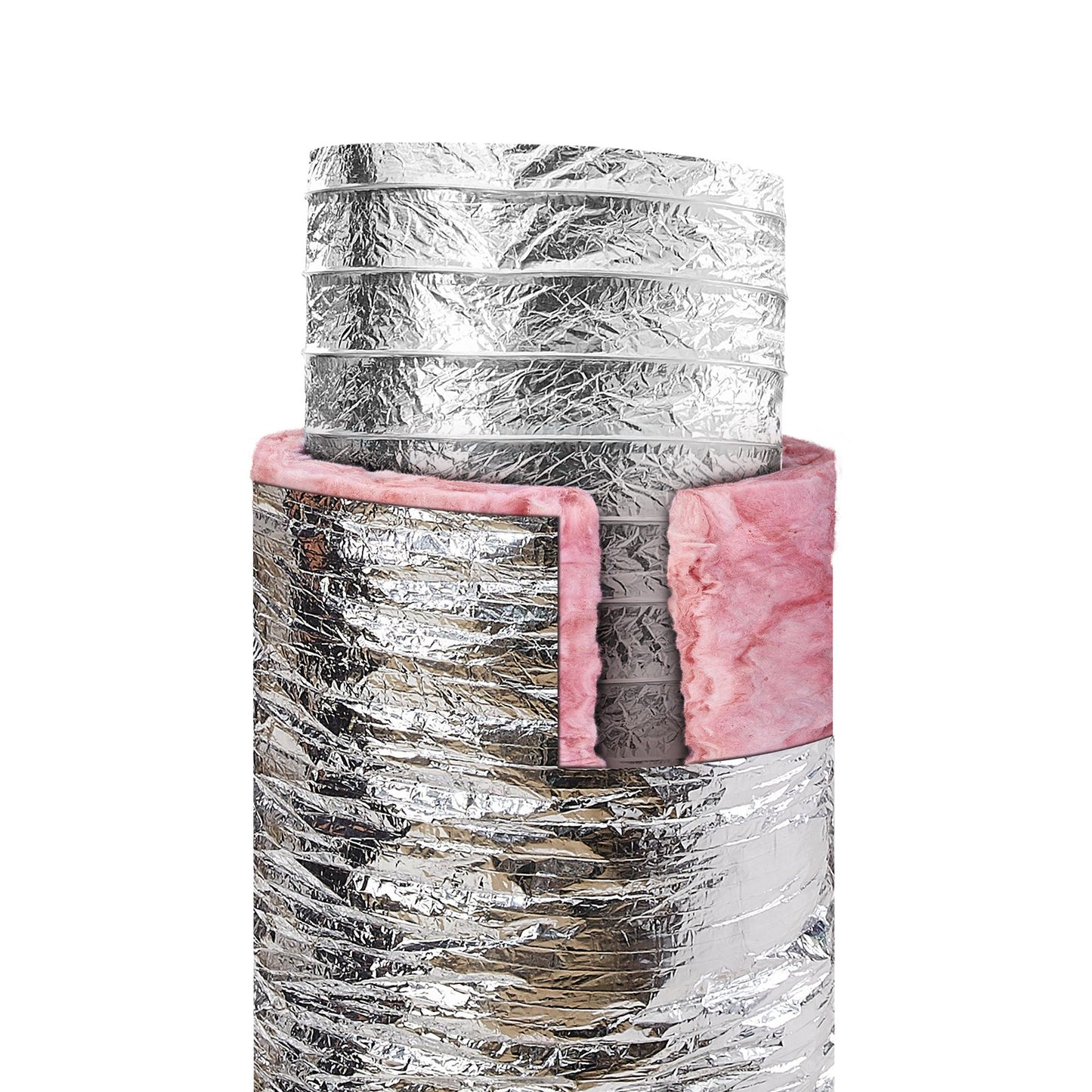 Dryer Vent Hose, 152.4 MM Insulated Flexible Duct 7.62 M Long with 2 Duct Clamps, Heavy Duty Three Layer Protection for HVAC Heating Cooling Ventilation and Exhaust, R-6.0 Flame Retardant Rating
