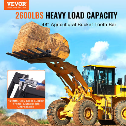 Klemme für Schuttgabeln an 48"-Schaufel, 2600 lbs Kapazität. Hochleistungsklemme für Palettengabeln. Schaufelschaufelaufsätze, geeignet für Ladeschaufel. Kompaktlader zum Aufräumen von Schutt von abgefallenen Ästen oder Gartenabfällen.