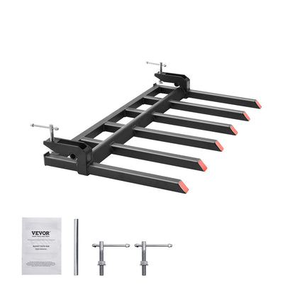 Klämma på skräpgafflar till 60" skopa, 4560 lbs kapacitet Kraftig klämma på pallgafflar Skokopfästen, lämplig för lastarskopa Skidsteer-traktor för att städa upp skräp från fallna lemmar eller trädgårdsavfall