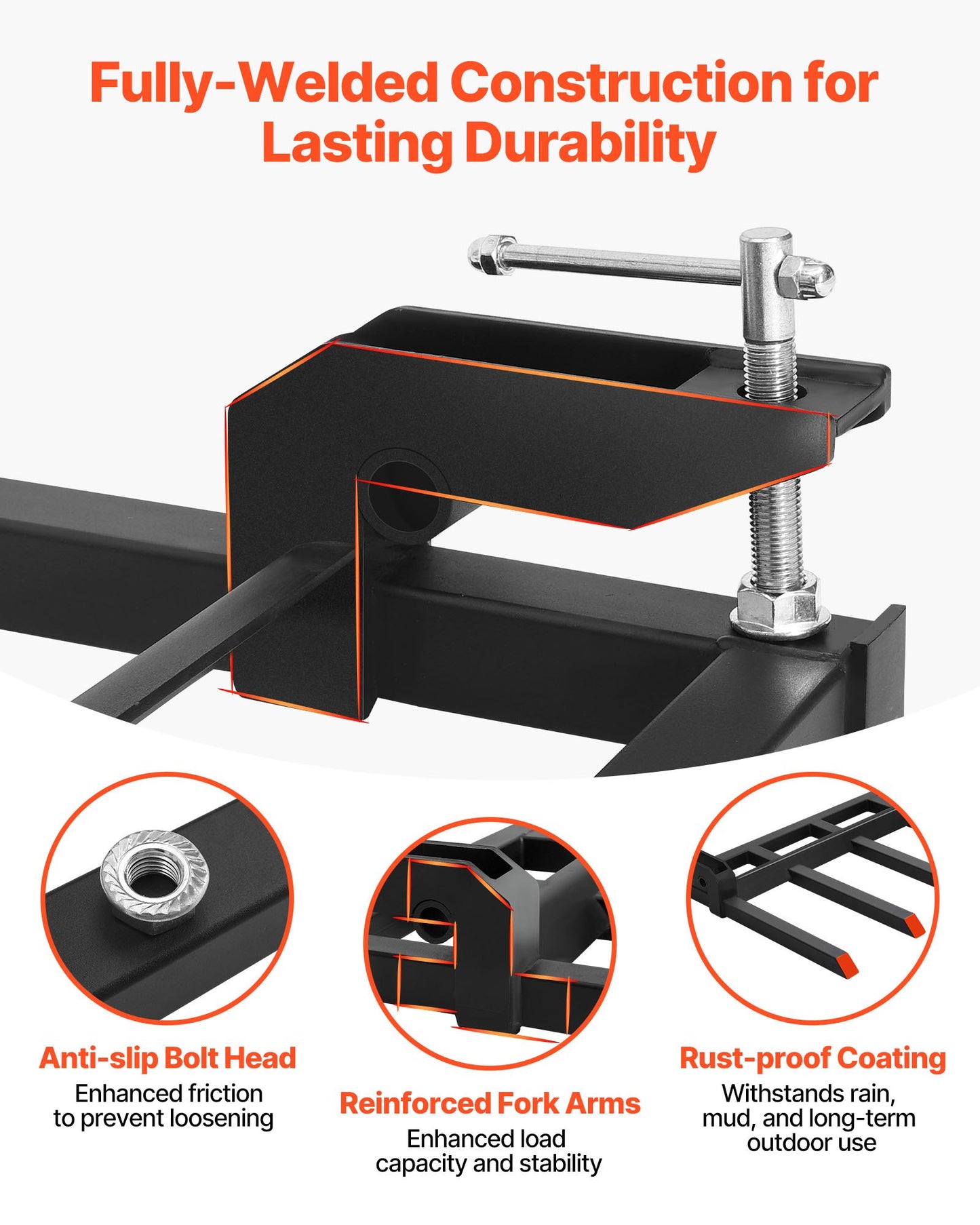 68.5" Clamp on Debris Forks for Buckets, 7 Fork Tines, 4560lbs Load Capacity, Heavy Duty Pallet Forks for Tractor Loader Skid Steer, Bolt on Bucket Attachments for Removing Yard Waste and Debris
