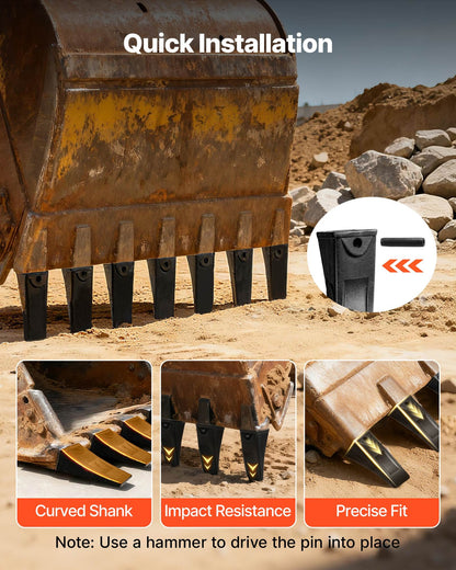 Excavator Bucket Teeth with Pins, 4 Pack X156L Bucket Tooth Set for Smooth & Efficient Excavation, Heavy Duty 5.3 in Long Digging Buckets Teeth Replacement for Skid Steer & Mini Excavator