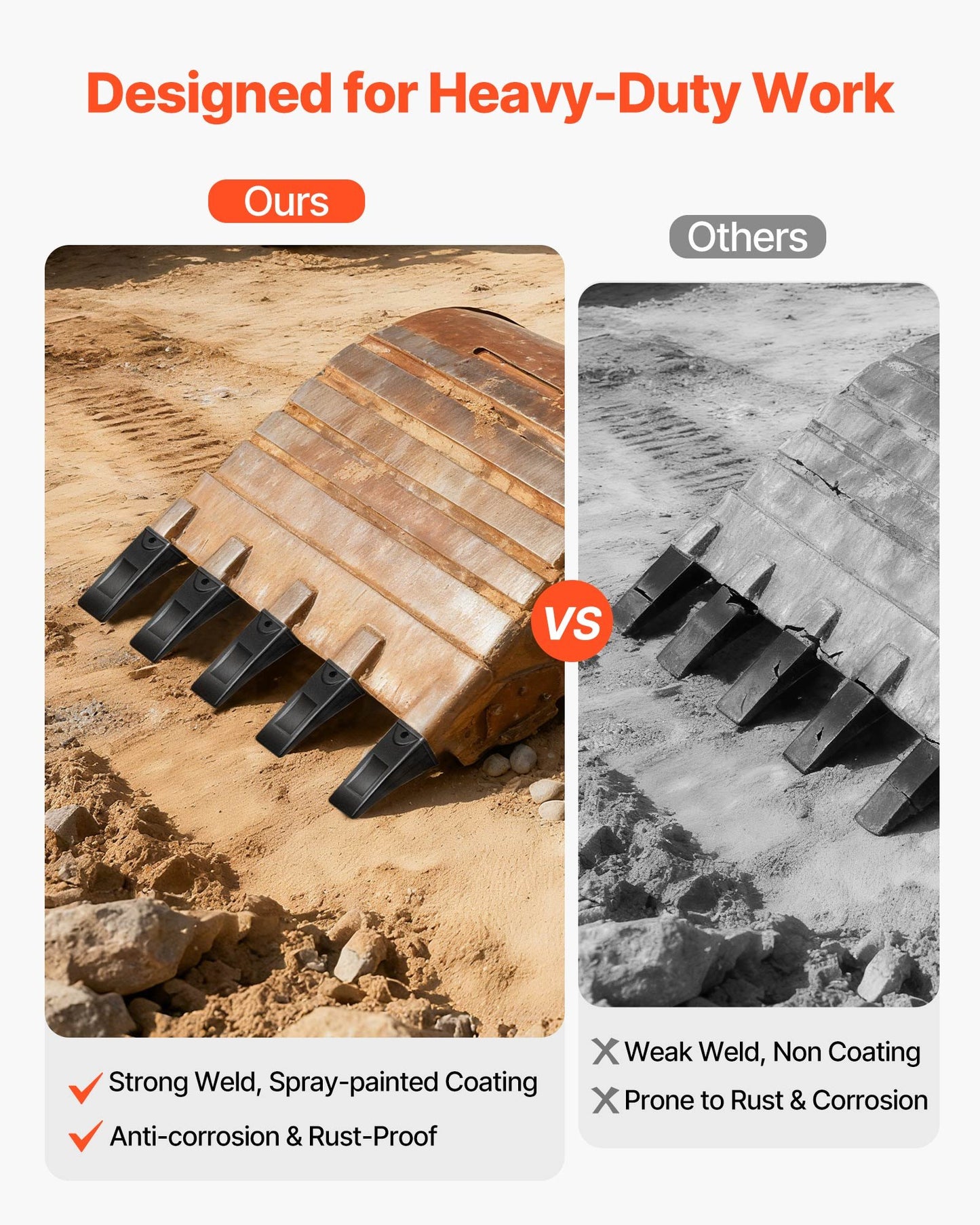 Excavator Bucket Teeth with Pins, 4 Pack X156L Bucket Tooth Set for Smooth & Efficient Excavation, Heavy Duty 5.3 in Long Digging Buckets Teeth Replacement for Skid Steer & Mini Excavator