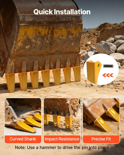 Excavator Bucket Teeth with Pins, 10 Pack 5.79 in Bucket Tooth Set Compatible with 23 & 230 Series Excavators, Heavy Duty Bolt on Digging Buckets Teeth for Skid Steer & Mini Excavators