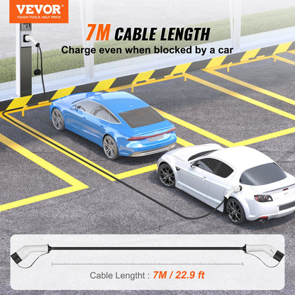 Type 2 to Type 2 EV Charging Cable Electric Vehicle Cable 32A 7m 22kW TPU