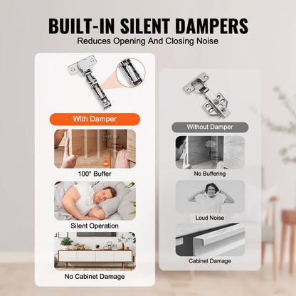 Schranktürscharniere, 40er-Pack, vollflächig, sanftes Schließen, für gerahmte/rahmenlose