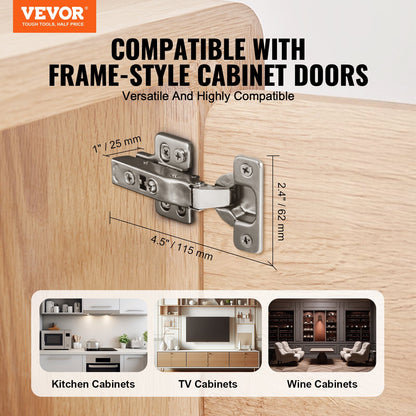 Skåpdörrgångjärn 50 Pack Full Overlay Soft Close för ramlös typ