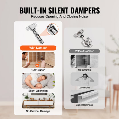 Skåpdörrgångjärn 50 Pack Full Overlay Soft Close för ramlös typ