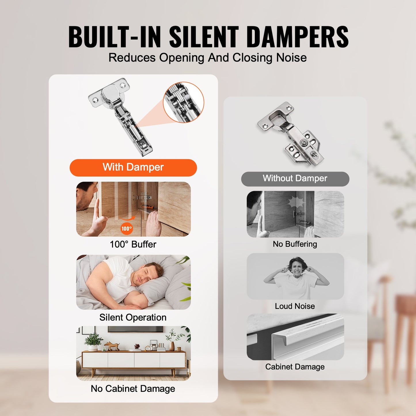 Schranktürscharniere, 60er-Pack, vollflächig aufliegend, sanftes Schließen, für rahmenlose Ausführung