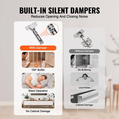 Schranktürscharniere, 60er-Pack, vollflächig aufliegend, sanftes Schließen, für rahmenlose Ausführung