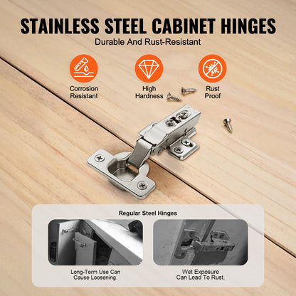 Schranktürscharniere, 60er-Pack, vollflächig aufliegend, sanftes Schließen, für rahmenlose Ausführung