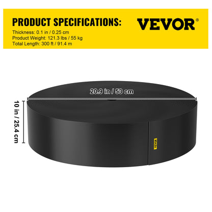 Landskapskant, 10 tums djup 300 fot total längd, återvunnen HDPE rullad terrassbräda, flexibel böjningskant för landskapsarkitektur, gräsmatta, trädgård, gård, mot invaderande ogräs, svart