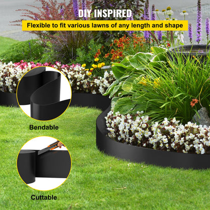 Landscape Edging, 10 inch Depth 40 ft Total Length, Recycled HDPE Coiled Terrace Board, Flexible Bender Border for Landscaping, Lawn, Garden, Yard, Against Invading Weeds, Black