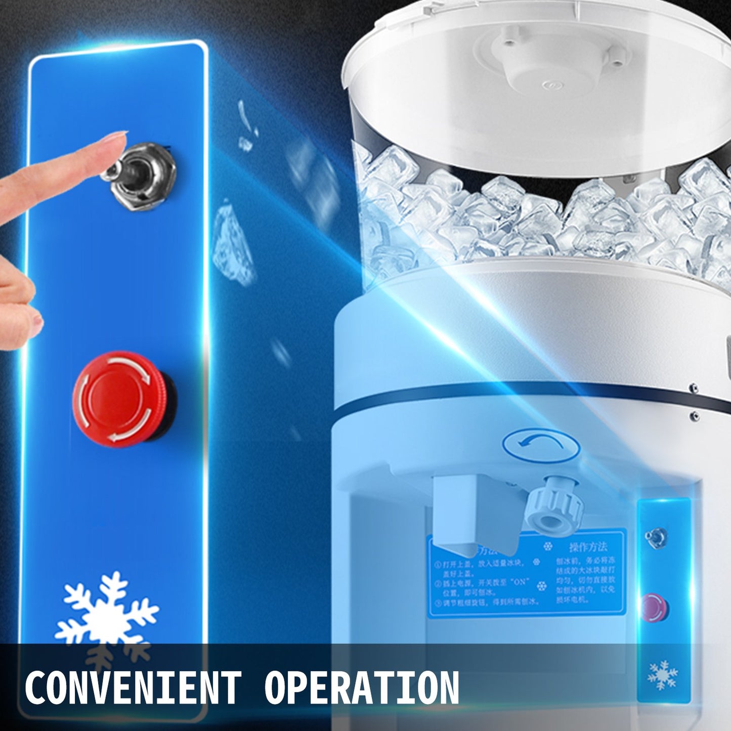 110V Commercial Ice Shaver Crusher 1100LBS/H with 17.6 LBS Hopper, 350W Tabletop Electric Snow Cone Maker 320 RPM Rotate Speed Perfect For Parties Events Snack Bar