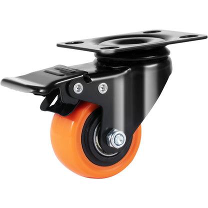Caster Wheels, 2 Inch Swivel Disc Wheels, Set of 4, with Safety Double Locking No Noise PVC Wheels, Heavy Duty 150 lbs Load Capacity Per Wheel, Non-Marking Wheels for Cart Furniture Workbench