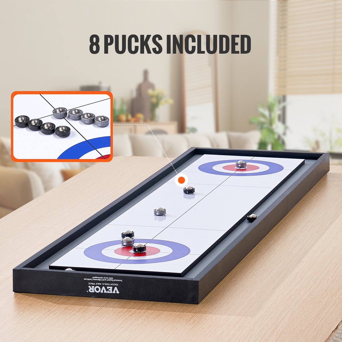 45" Shuffleboard und Curling 2-in-1-Brettspielset für tragbare Tischplatte