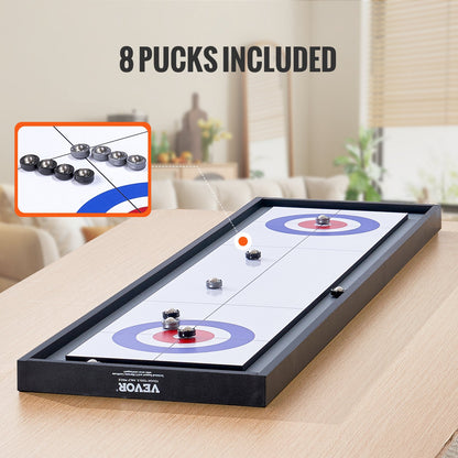 45" Shuffleboard und Curling 2-in-1-Brettspielset für tragbare Tischplatte