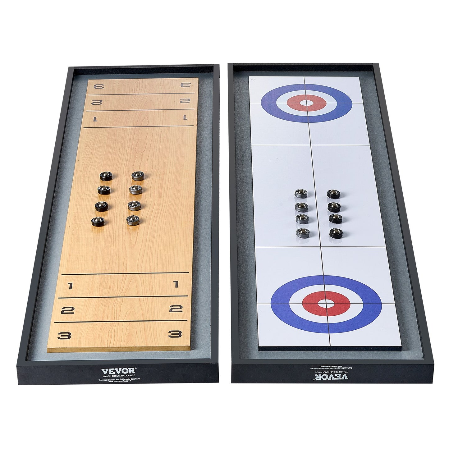 45" Shuffleboard und Curling 2-in-1-Brettspielset für tragbare Tischplatte