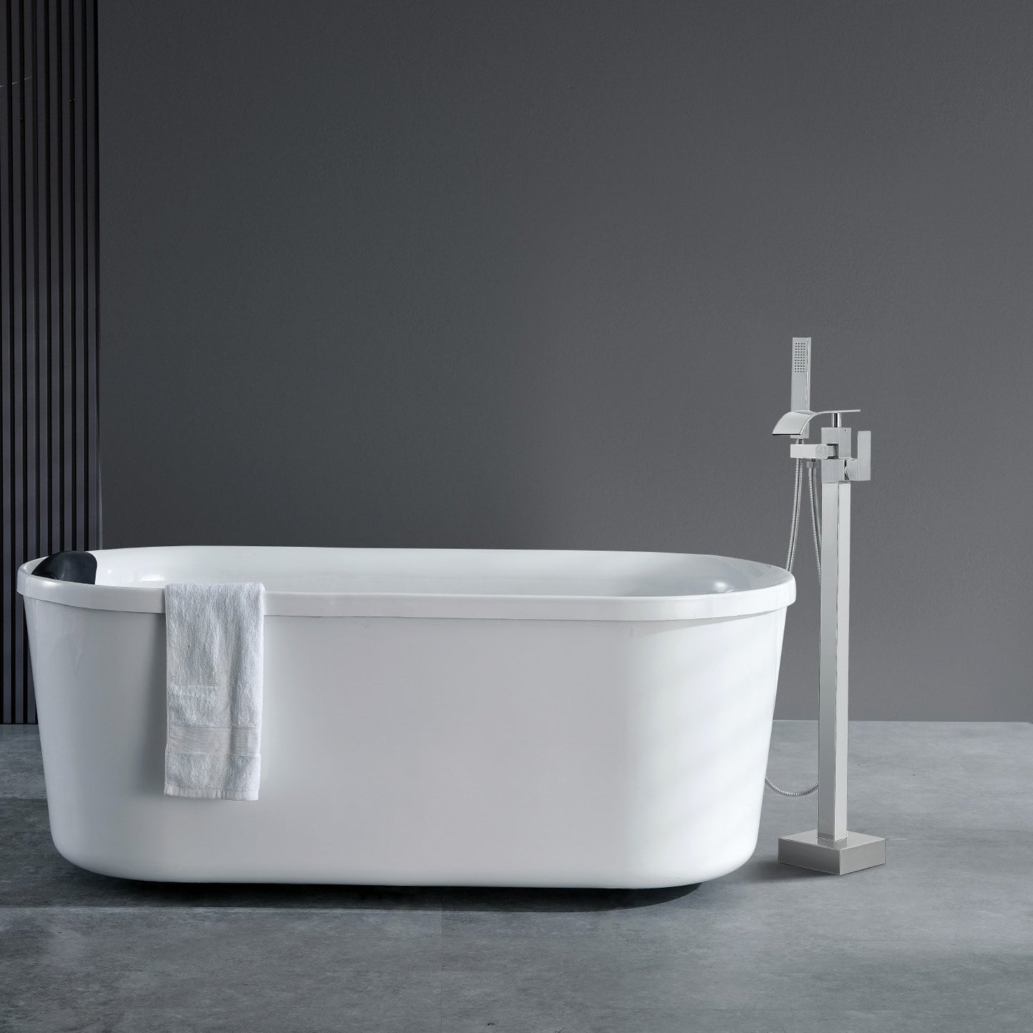 Freestanding Bathtub Faucet, Floor Mount, Freestanding Tub Filler, Shower Mixer Taps, Two Water Modes, 360° Swivel Spout, for Bathing & Showering Pet Bathing Cleaning Drains Toilet Flushing