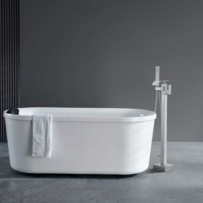 Freestanding Bathtub Faucet, Floor Mount, Freestanding Tub Filler, Shower Mixer Taps, Two Water Modes, 360° Swivel Spout, for Bathing & Showering Pet Bathing Cleaning Drains Toilet Flushing