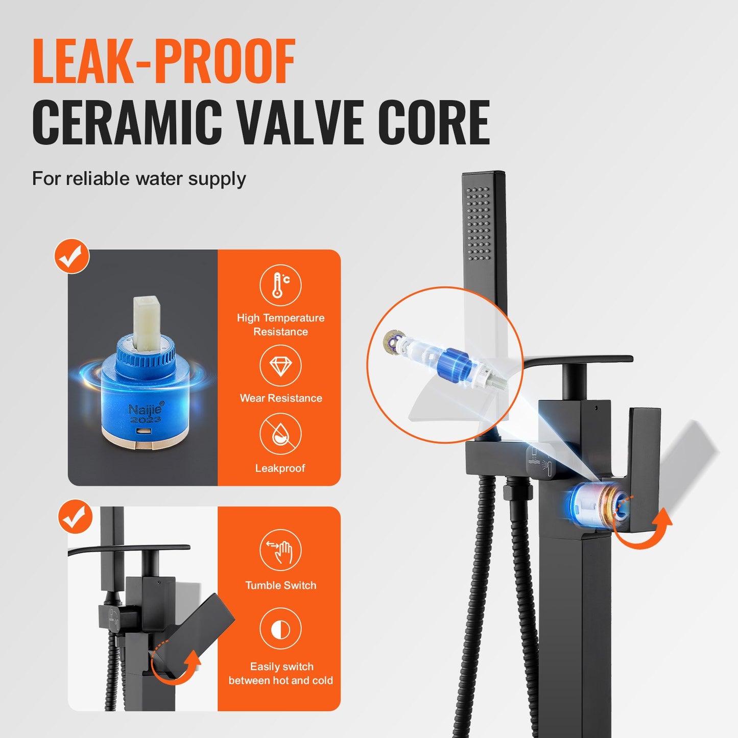 Fristående badkarskran, golvmontering, fristående badkarsfyllning, duschblandare, två vattenlägen, 360° vridbar pip, för bad och dusch Husdjursbad Rengöring avlopp Toalettspolning