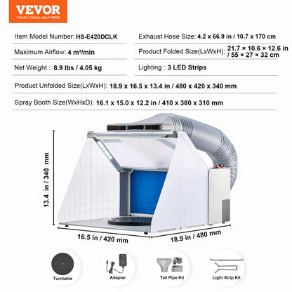 Airbrush Spraybås Bärbar Hobby Airbrush Paint Spraybås för modeller