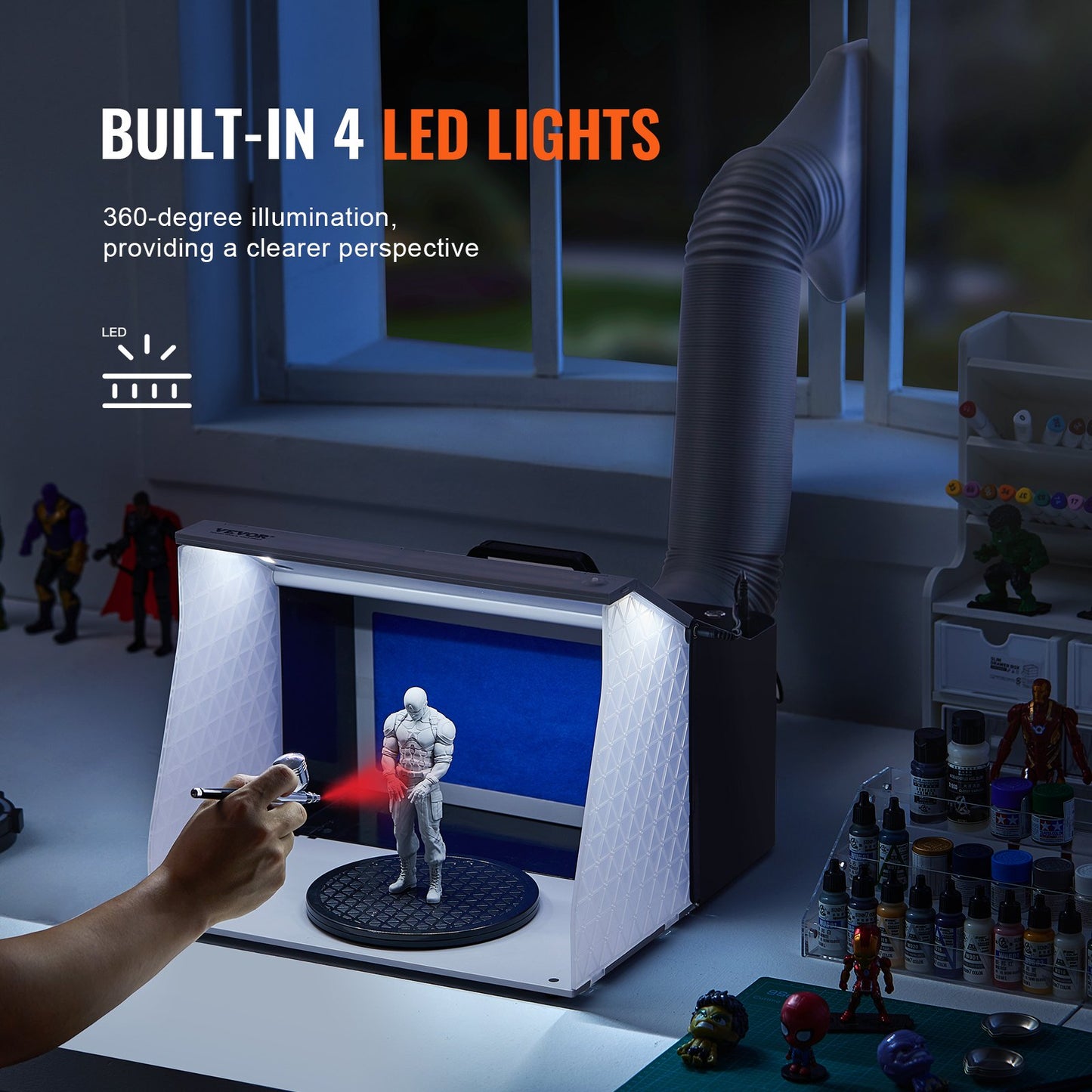 Airbrush-Spritzkabine, tragbare Hobby-Airbrush-Farbspritzkabine mit Doppelventilator