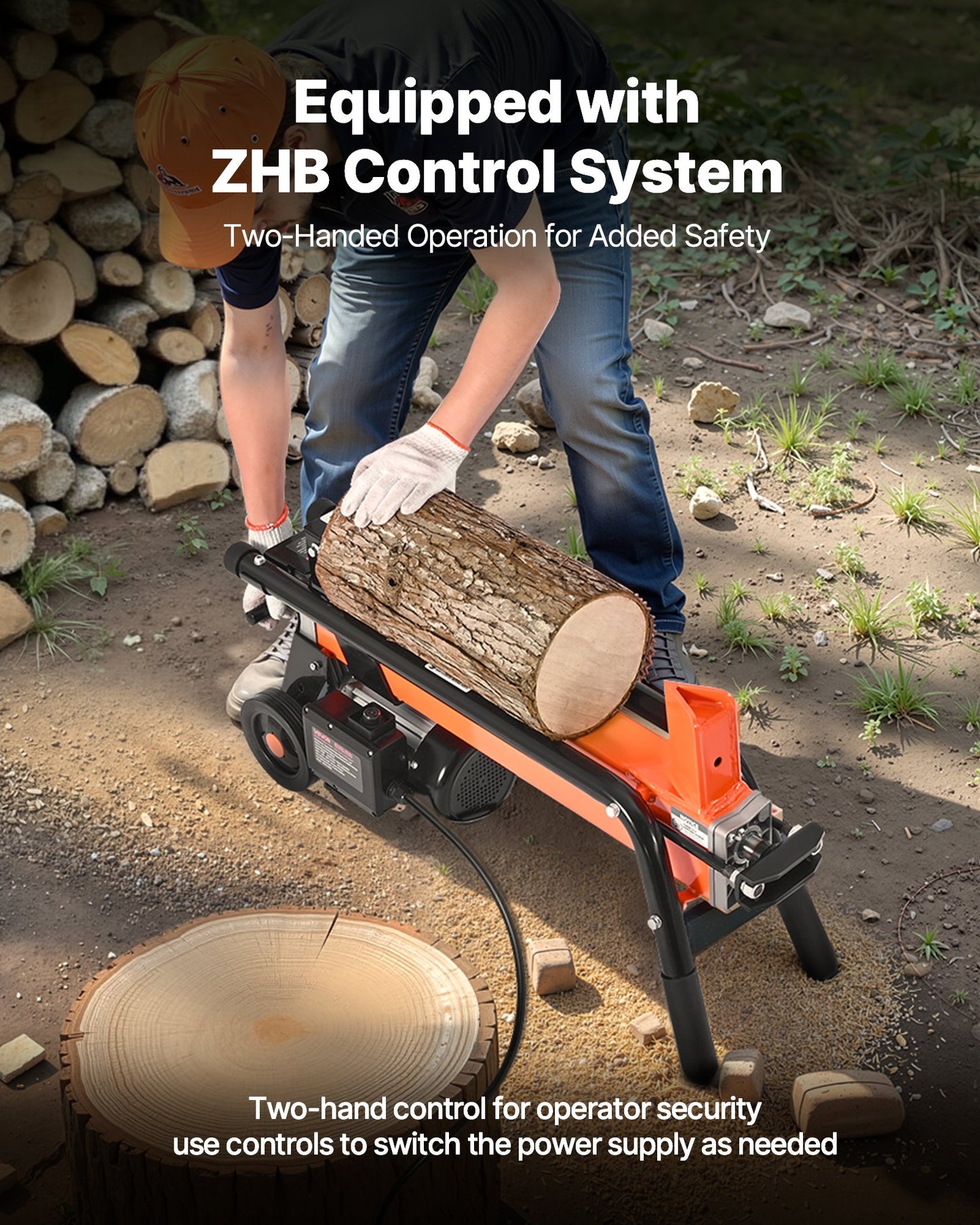 Electric Log Splitter, 6.5 Tons Electric Wood Splitter, 1500W 15 Amp Motor, Portable Firewood Splitting Machine with 6" Wheels, Wood Splitters for Forestry Harvesting, Efficient & Secure