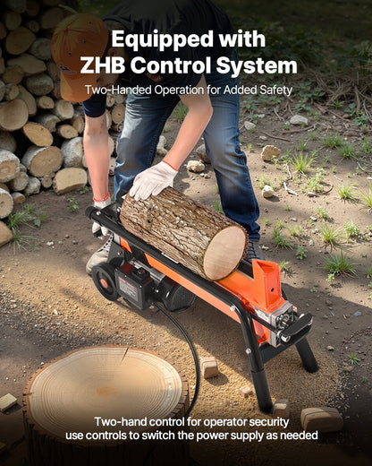 Electric Log Splitter, 6.5 Tons Electric Wood Splitter, 1500W 15 Amp Motor, Portable Firewood Splitting Machine with 6" Wheels, Wood Splitters for Forestry Harvesting, Efficient & Secure