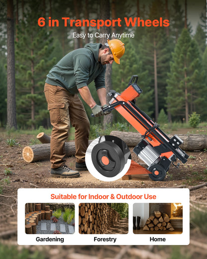 Electric Log Splitter, 6.5 Tons Electric Wood Splitter, 1500W 15 Amp Motor, Portable Firewood Splitting Machine with 6" Wheels, Wood Splitters for Forestry Harvesting, Efficient & Secure