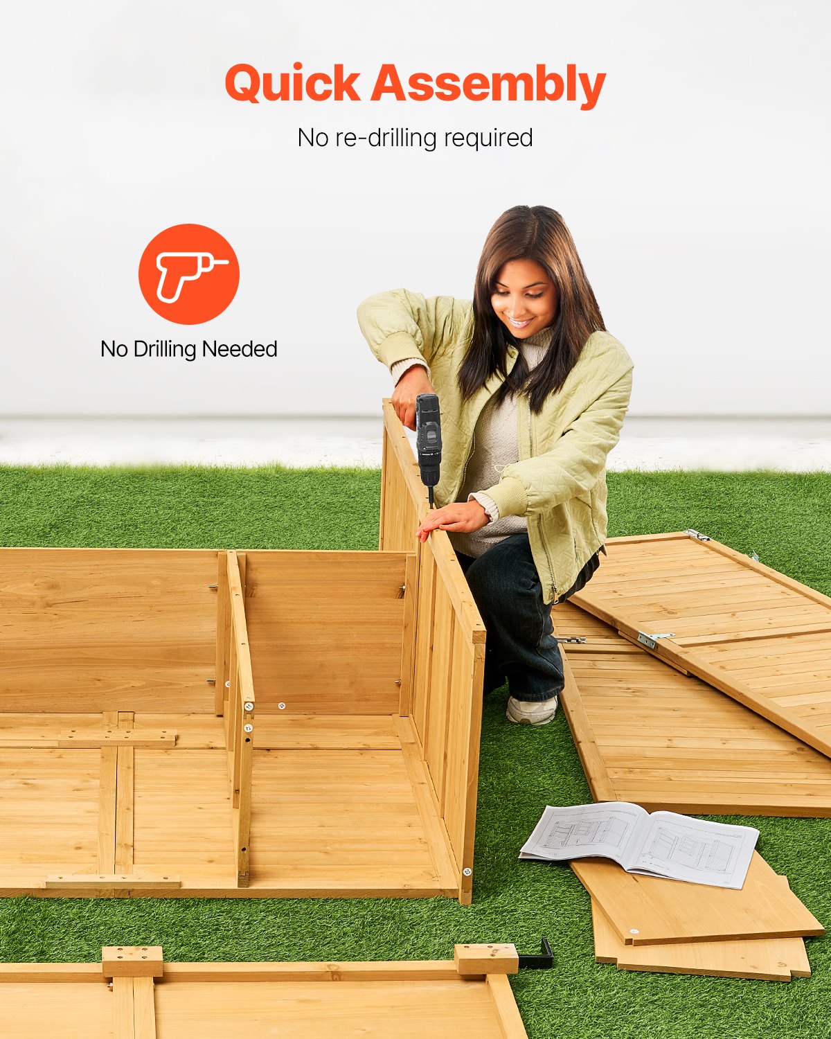 Outdoor Storage Shed, Large Wooden Outside Storage Cabinet with Waterproof Roof and Metal Frame, Double Lockable Doors Garden Tool Shed Storage House Cabinet with Shelves & Floor, 55"x67.5"