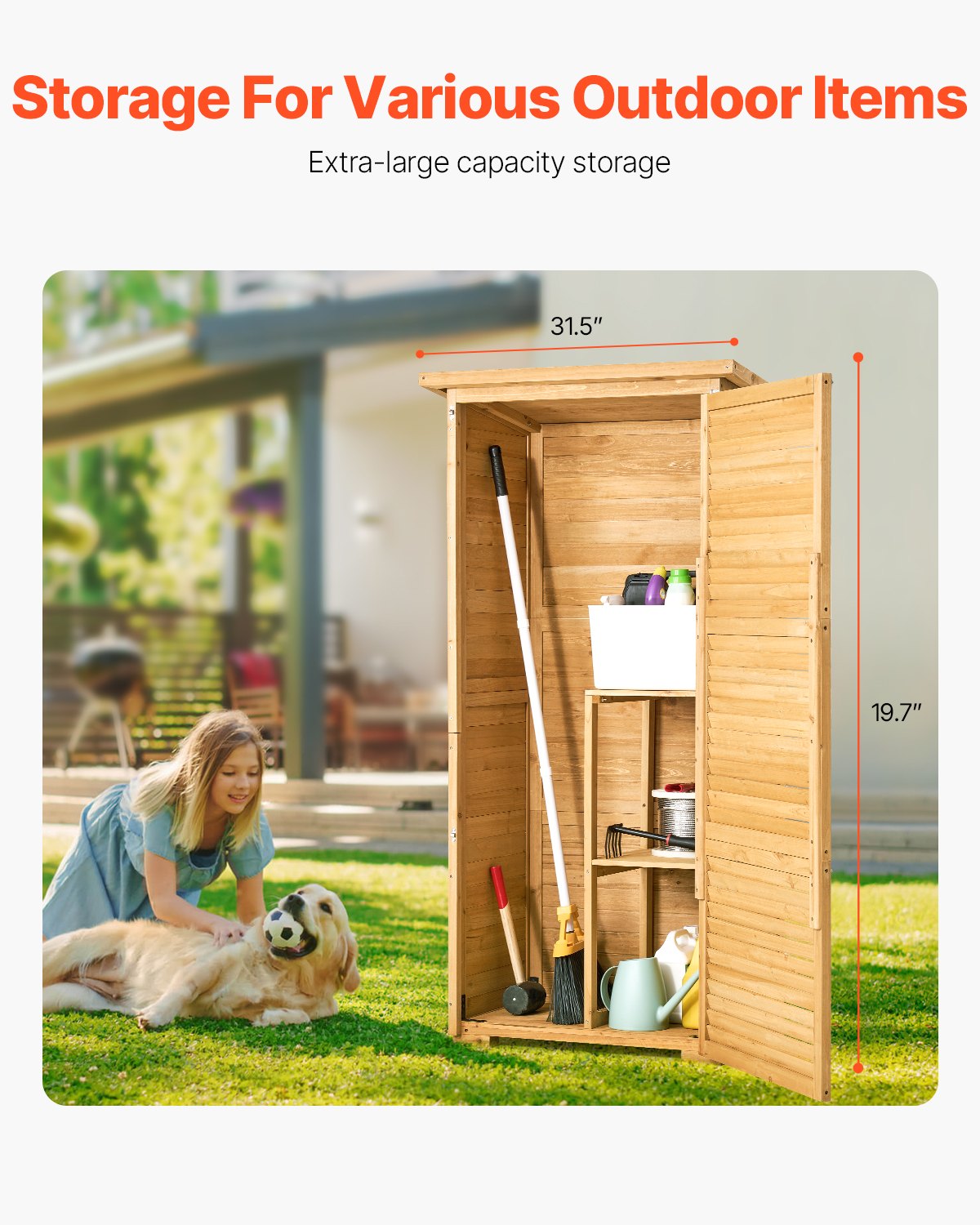 Hölzerner Lagerschuppen im Freien wasserdichter Garten-Werkzeugschuppen 31,5x63,8 Zoll