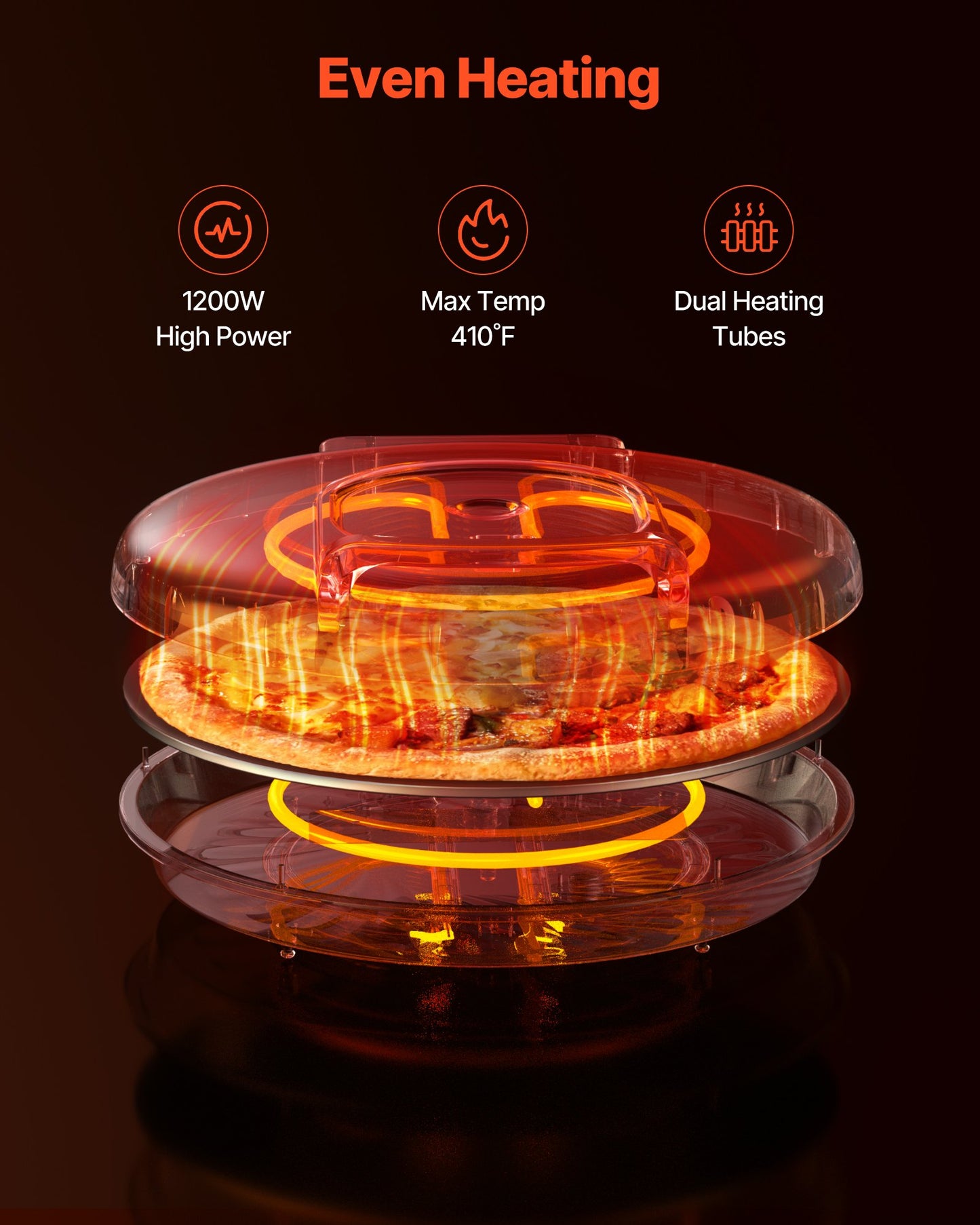 Pizza Oven, 12 in Electric Pizza Maker, 1200W Electric Pizzas Cooker with Non-Stick Coating, 180° Open for Dual Side Baking, Heats up to 410 ˚F, Multi-Function Cooking, for Pizzas, Barbecue