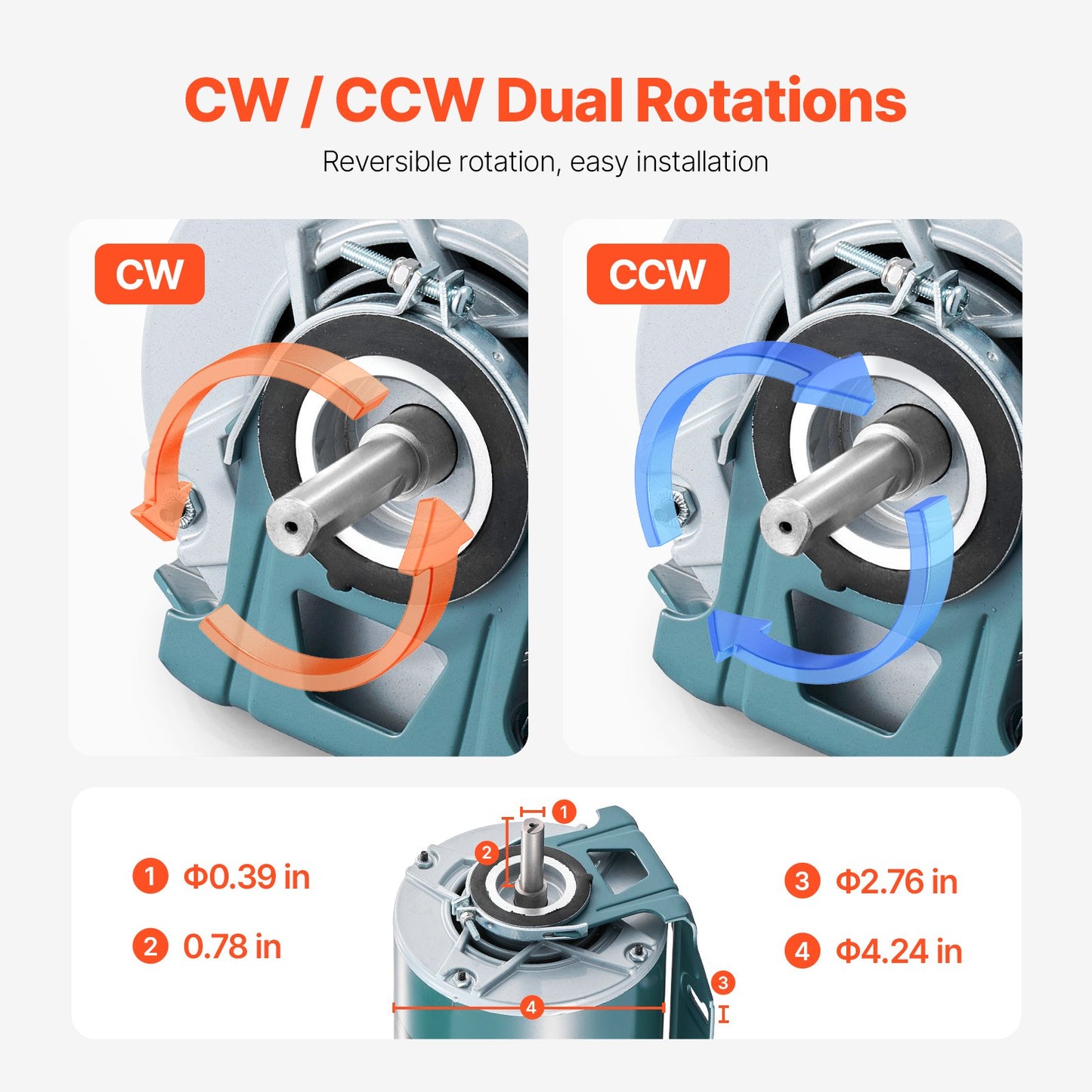 1/2HP Furnace Blower Motor 1720RPM, 115V 7.1A Belt Drive Blower Motor Single Phase - 0.5" Shaft Diameter, 1.6" Shaft Length, CW/CCW Rotation