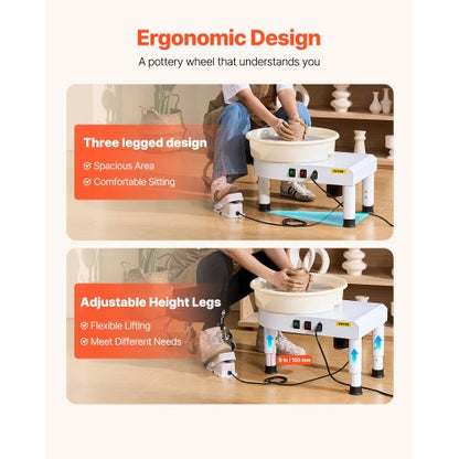 Keramikscheibe 35 cm Keramikmaschine 60-300 U/min Geschwindigkeit regelbar Weiß