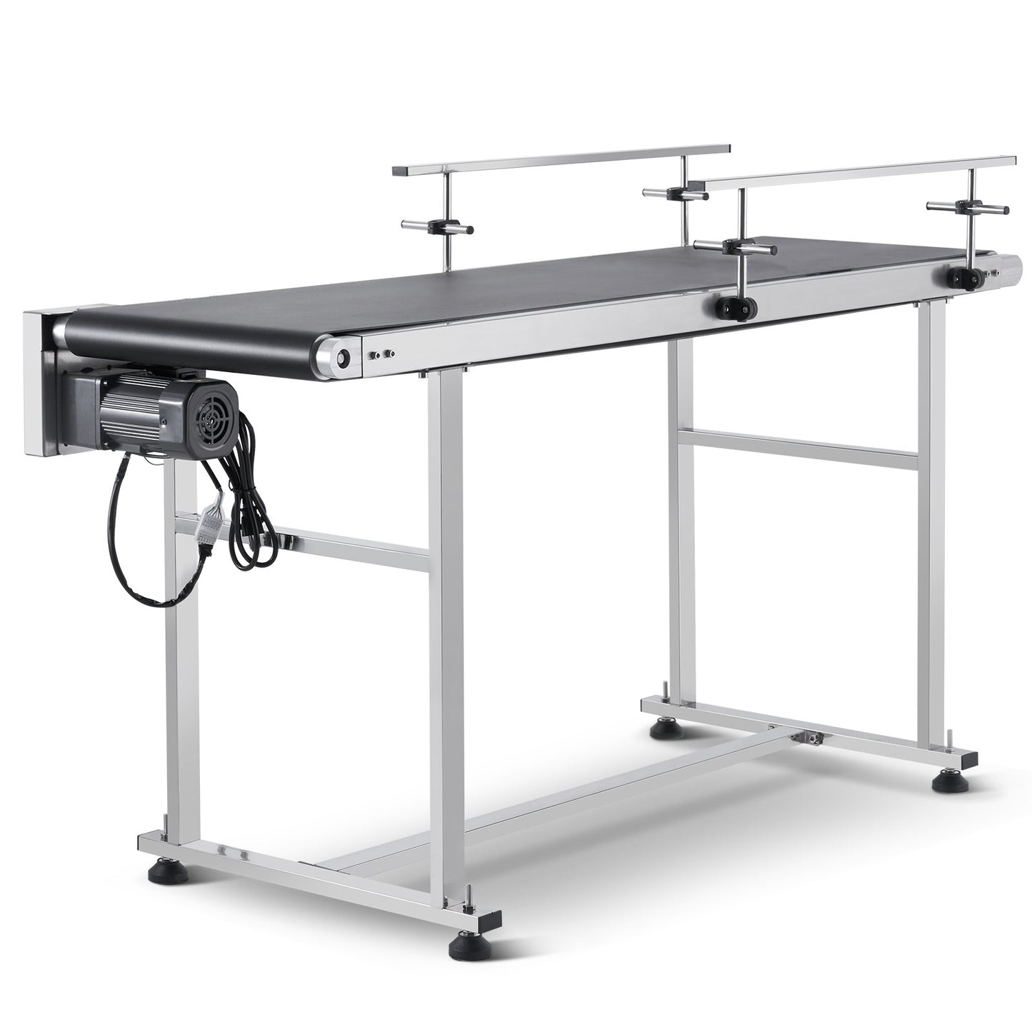 Belt Conveyor, 59 x 15.7 inch Conveyor Table, Heavy Duty Stainless Steel Motorized Belt Conveyor for Inkjet Coding Applications Powered PVC Belt Antistatic Adjustable Speed (Double Guardrail)