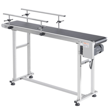 Belt Conveyor, 59 x 15.7 inch Conveyor Table, Heavy Duty Stainless Steel Motorized Belt Conveyor for Inkjet Coding Applications Powered PVC Belt Antistatic Adjustable Speed (Double Guardrail)