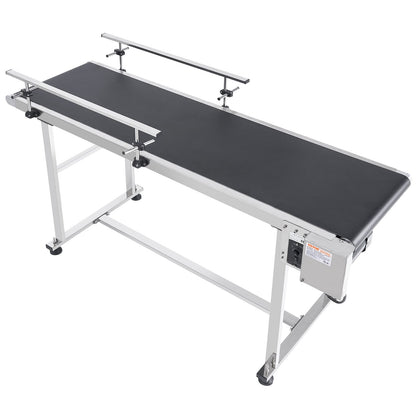 Belt Conveyor, 59 x 15.7 inch Conveyor Table, Heavy Duty Stainless Steel Motorized Belt Conveyor for Inkjet Coding Applications Powered PVC Belt Antistatic Adjustable Speed (Double Guardrail)